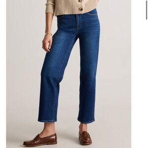 Quince Bella Stretch Cropped Straight Jeans 25 Stormy Blue (Dark Wash) in EUC